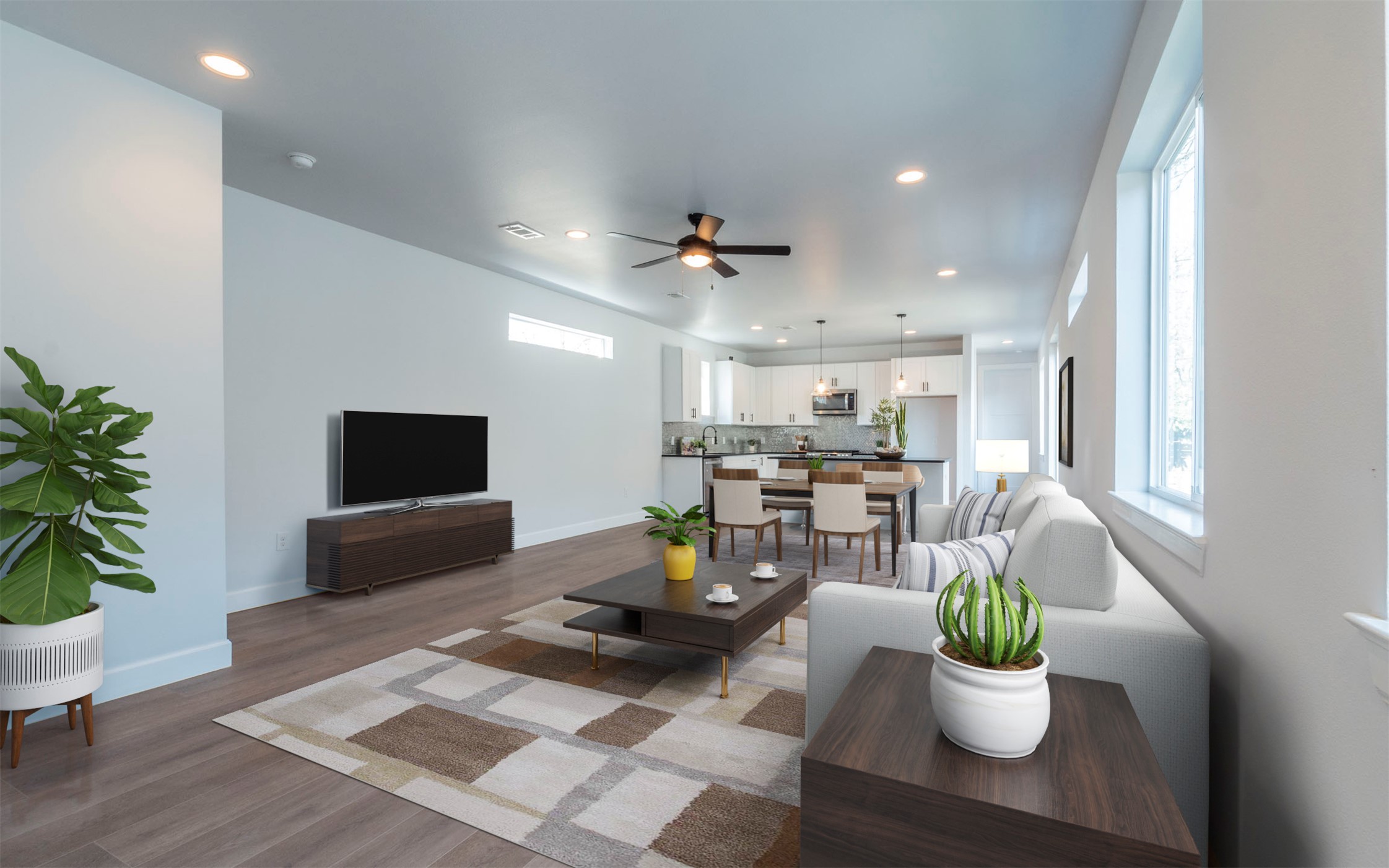 1130 Spur Street, Unit A Austin, TX 78721 - Photo 3 of 31 Living and dining area (virtually staged)