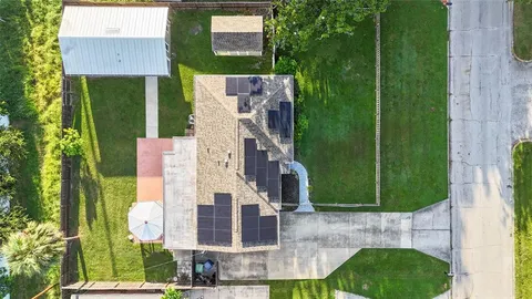 an aerial view of a house