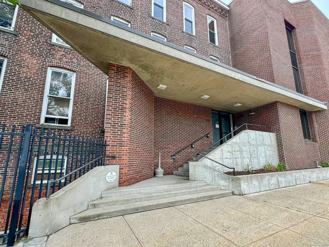 a view of a building entrance