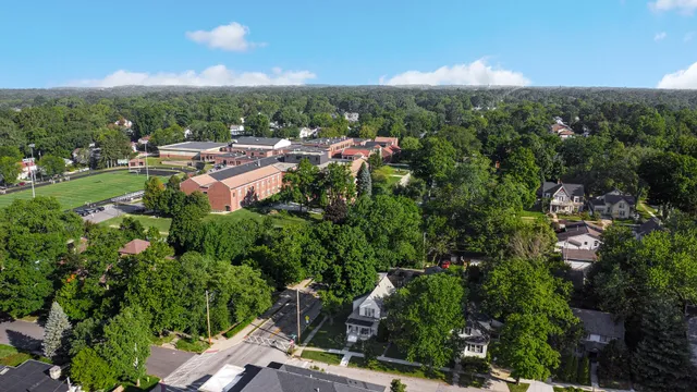 a view of a building with many windows