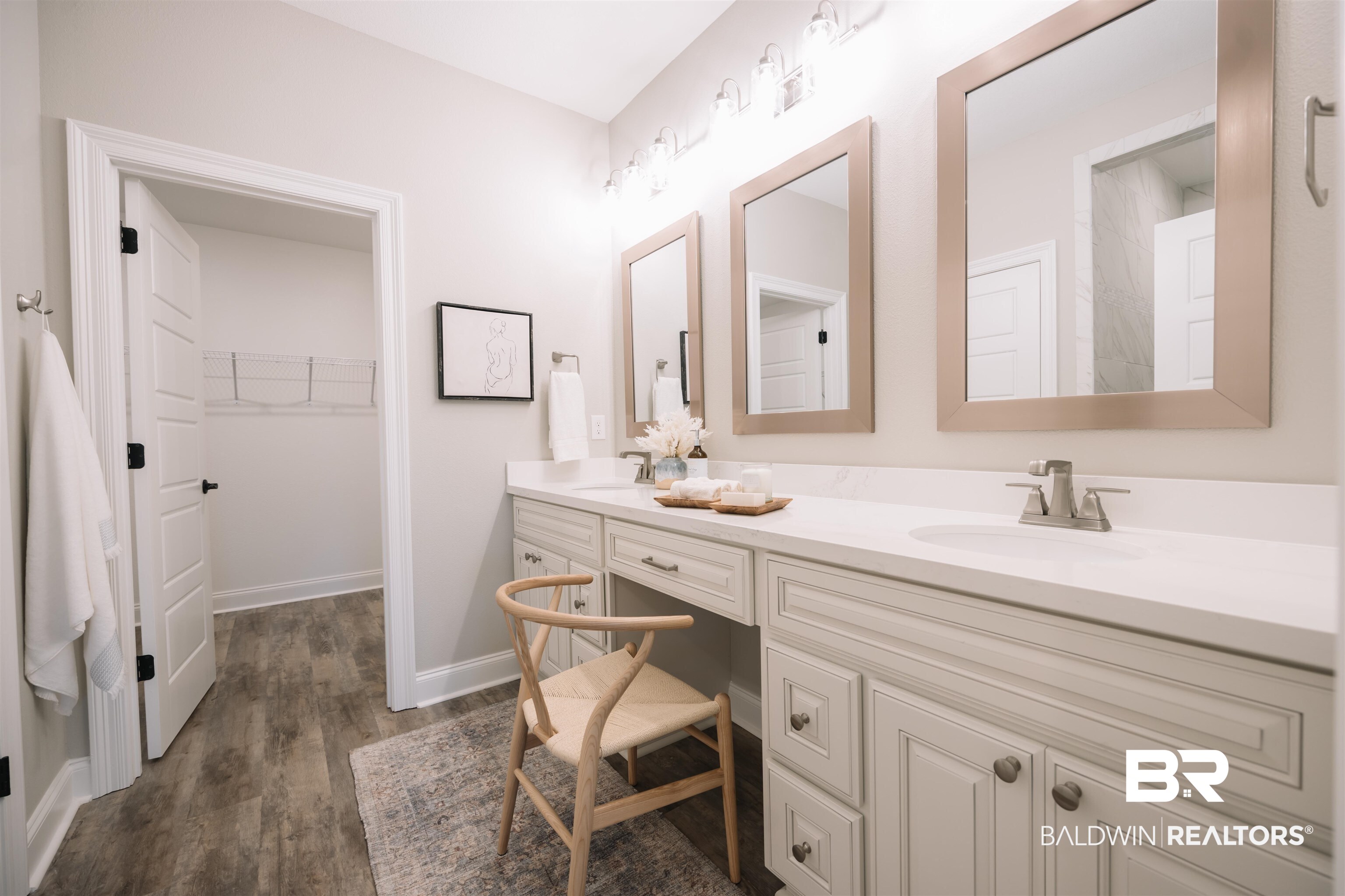 12894 Flanagan Street Elberta, AL 36530 - Photo 26 of 29 Bathroom featuring dual bowl vanity and hardwood / wood-style floors