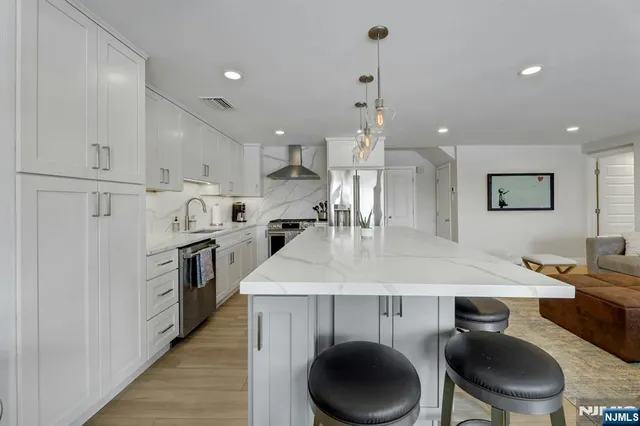 a large living room with a large window