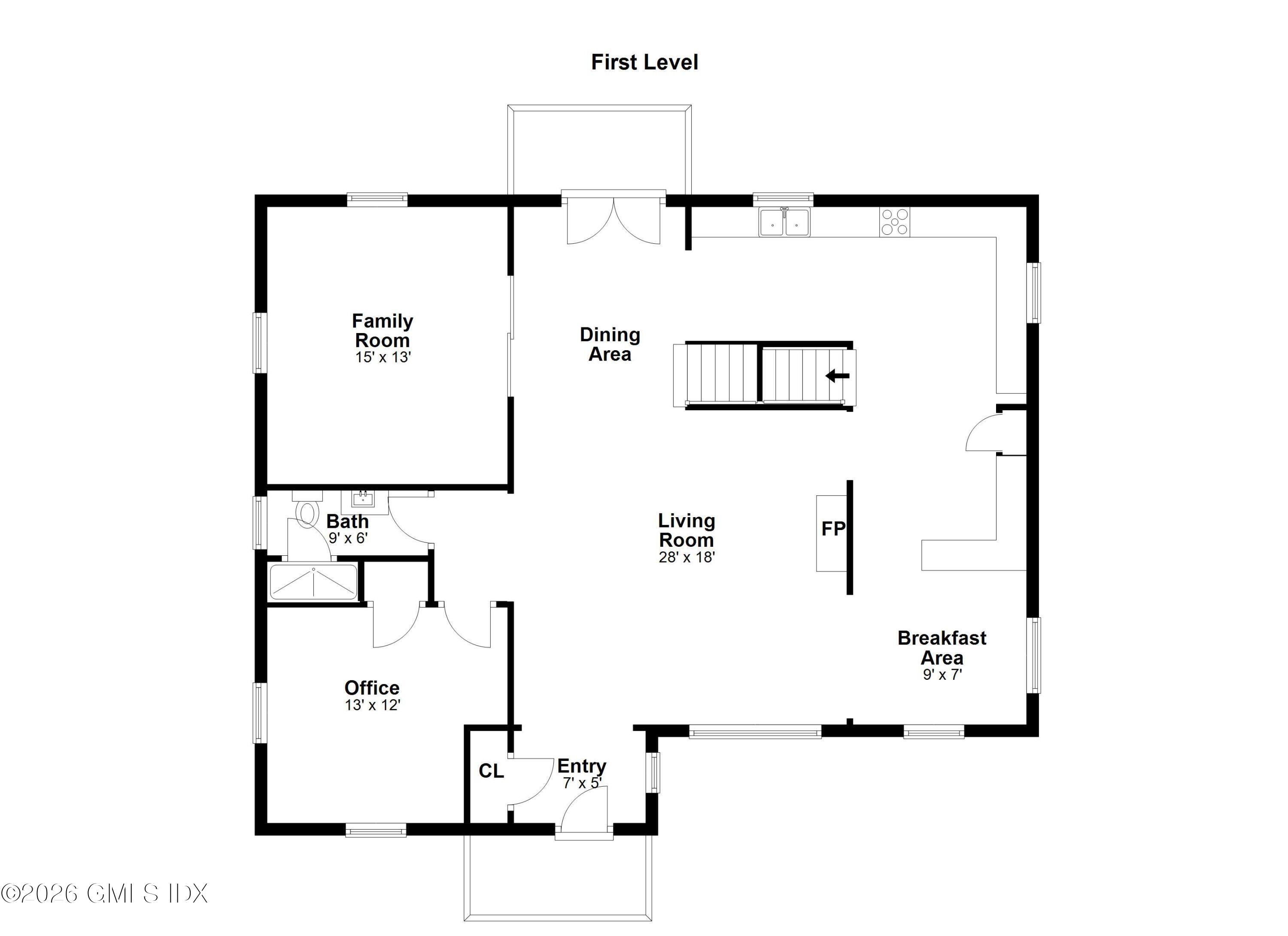 9 Valleywood Road Cos Cob, CT 06807 - Photo 24 of 27 First Level Floor Plan