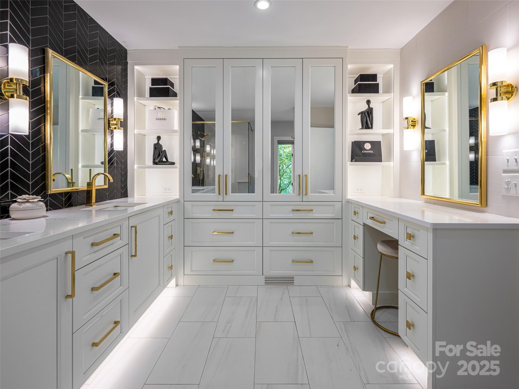 5 Busbee Road Asheville, NC 28803 - Photo 20 of 48 a spacious bathroom with a granite countertop sink mirror and shower