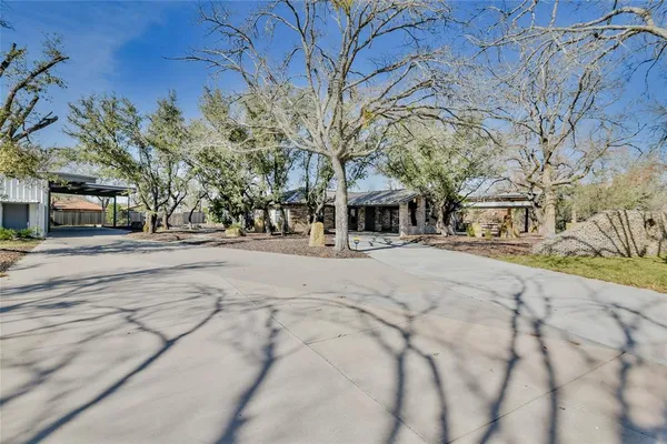 a view of road with card board