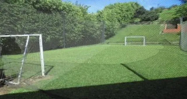 a view of a backyard with a slide