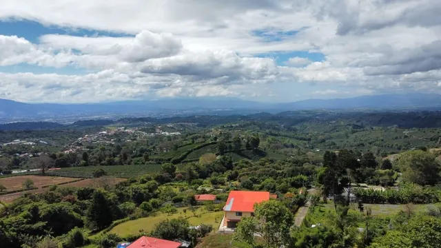 a view of a city and mountains