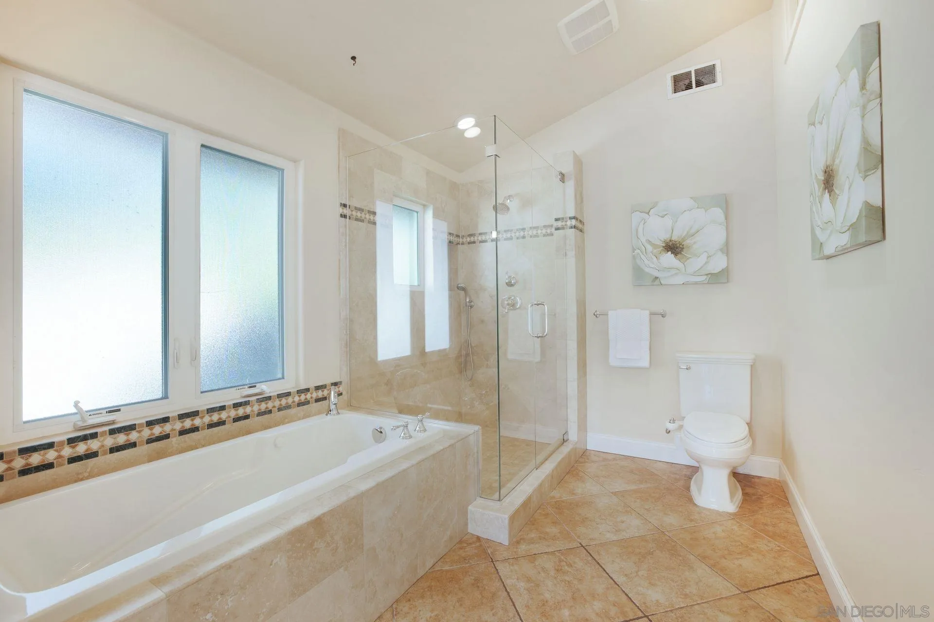 7671 La Brisa Rancho Santa Fe, CA 92067 - Photo 14 of 34 a bathroom with a shower a bathtub and a shower