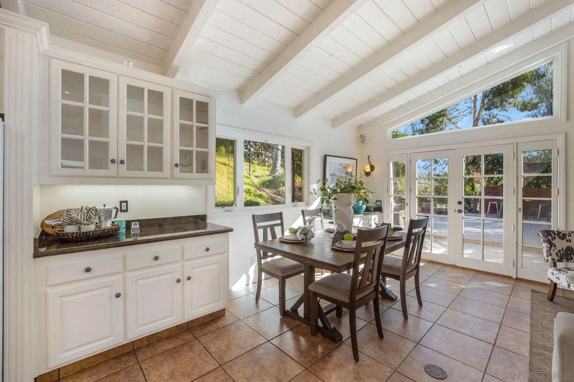 7671 La Brisa Rancho Santa Fe, CA 92067 - Photo 9 of 34 a dining hall with stainless steel appliances granite countertop a table and chairs in it