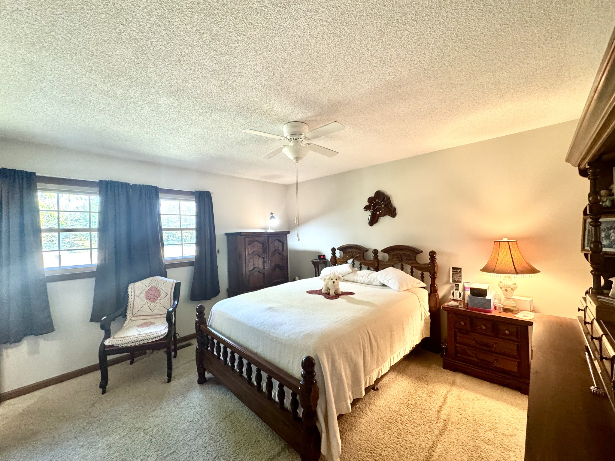 220 Indian Creek Road McEwen, TN 37101 - Photo 24 of 30 a bedroom with a bed and a chandelier