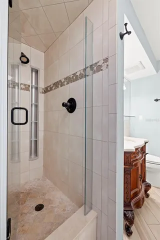 a bathroom with a shower
