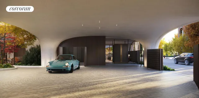 a view of a car parked in front of a building