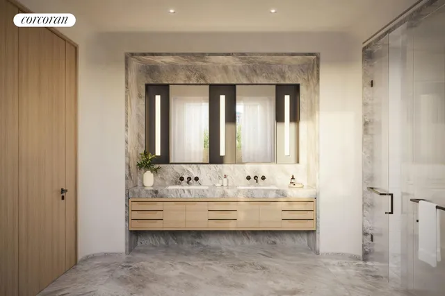 a bedroom with a bed and walk in closet