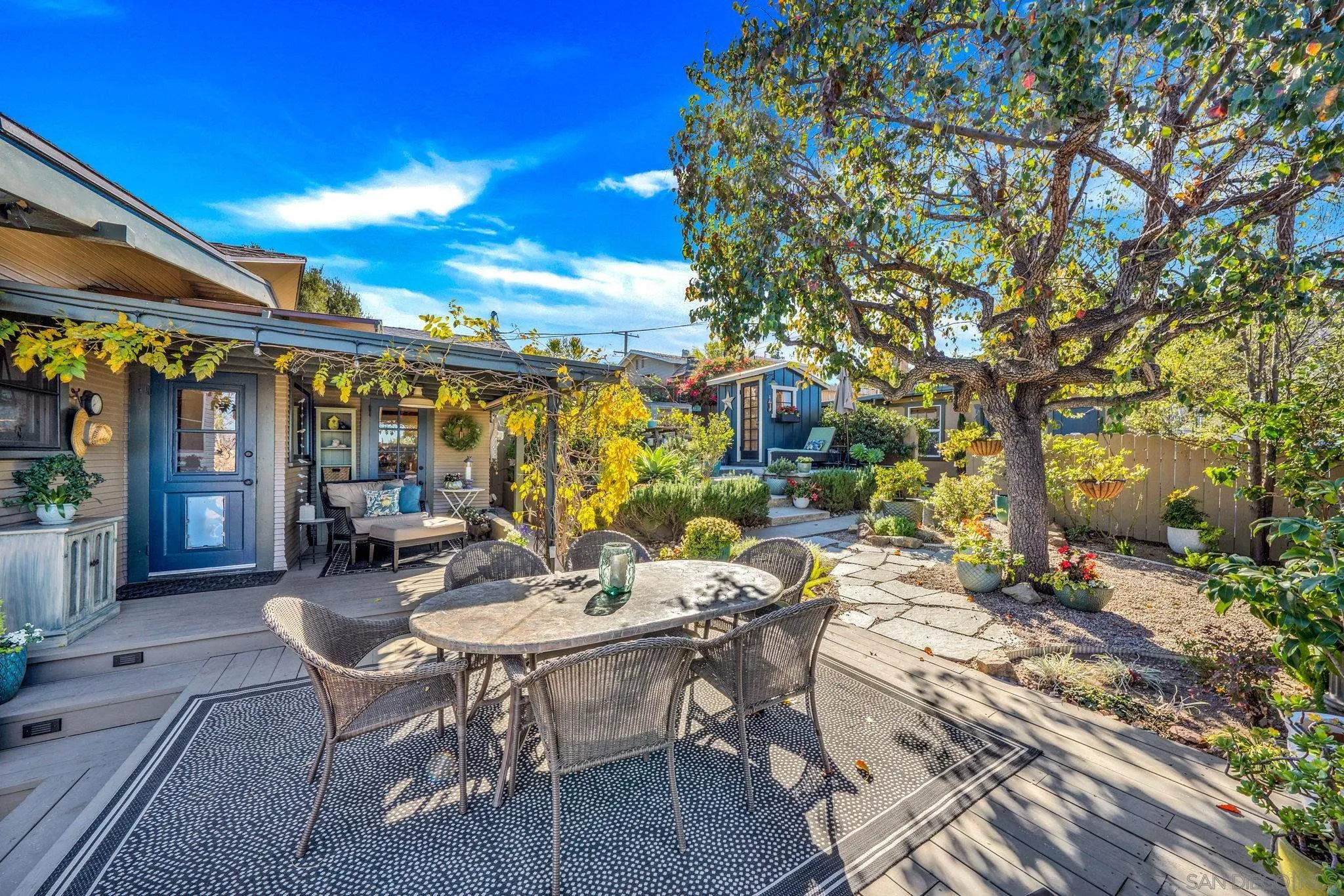 4536 Nebo Drive La Mesa, CA 91941 - Photo 37 of 58 a view of a patio with table and chairs and potted plants