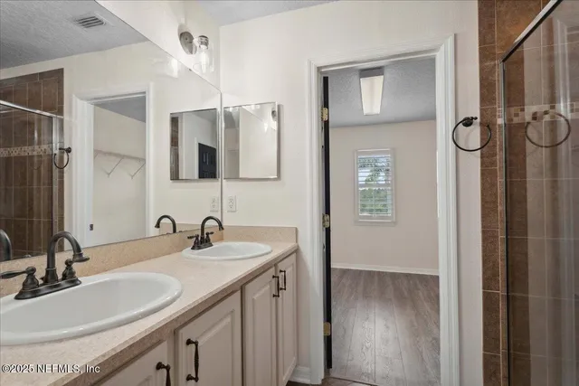 a view of a livingroom with wooden floor