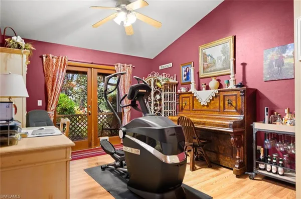 a room with musical instruments