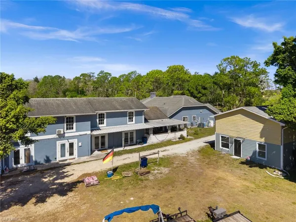 an aerial view of a house