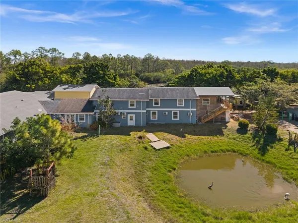 an aerial view of a house