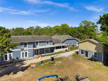 an aerial view of a house