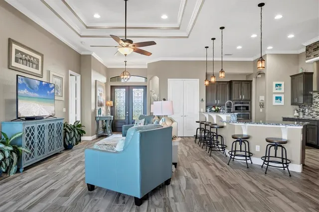 a spacious bathroom with a granite countertop sink mirror and double