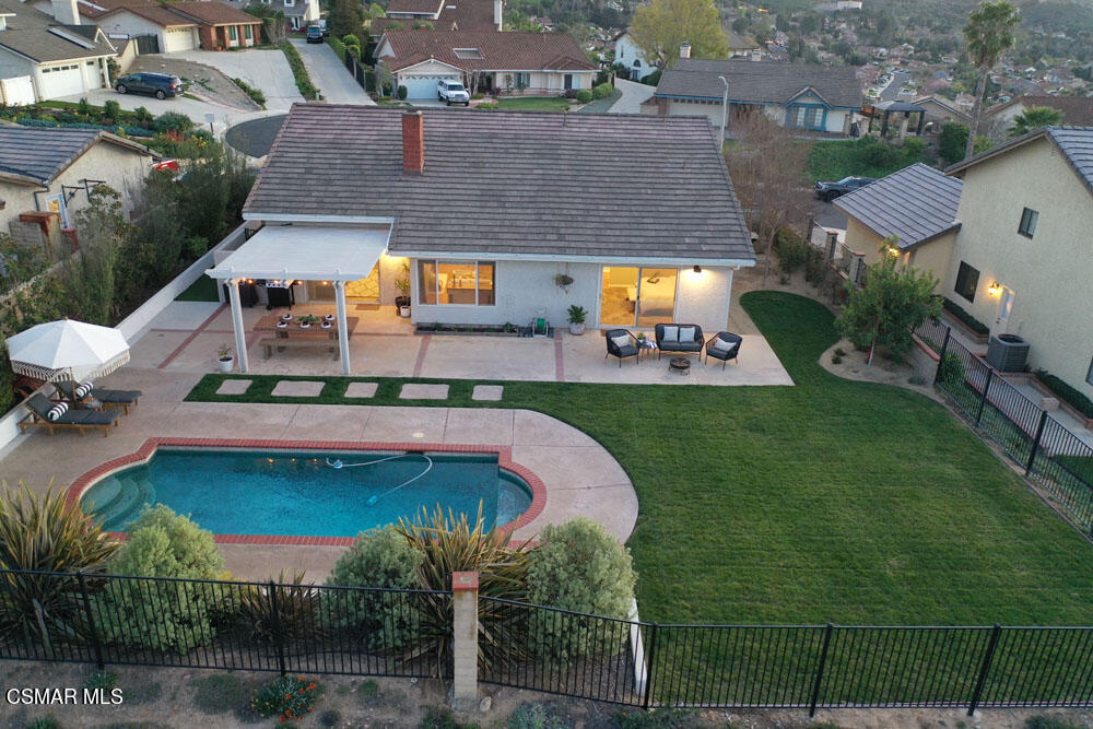 13777 Gunsmoke Road Moorpark, CA 93021 - Photo 42 of 42 an aerial view of a house with swimming pool and a yard