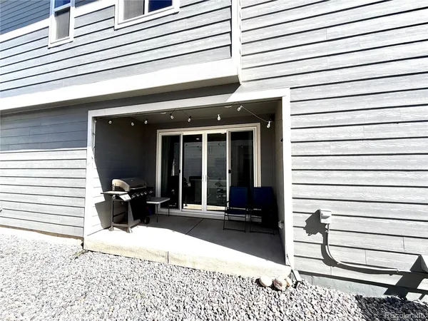 a view of a terrace with seating space