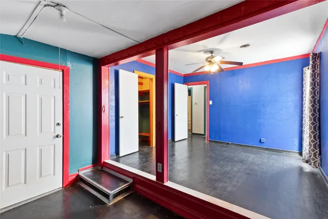 a view of lobby with gym equipment