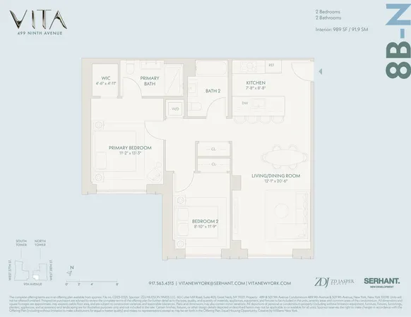 $2,100,000 | 400 West 38th Street, Unit 8BN | Hudson Yards