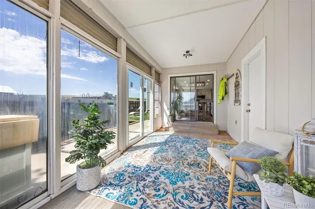 a room with furniture and a potted plant