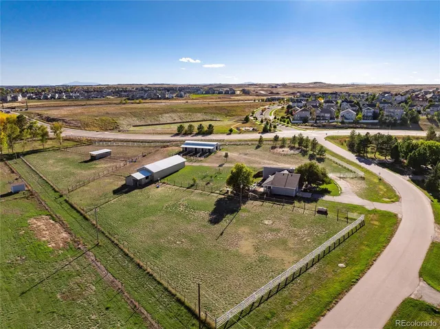 an aerial view of a residential houses with outdoor space