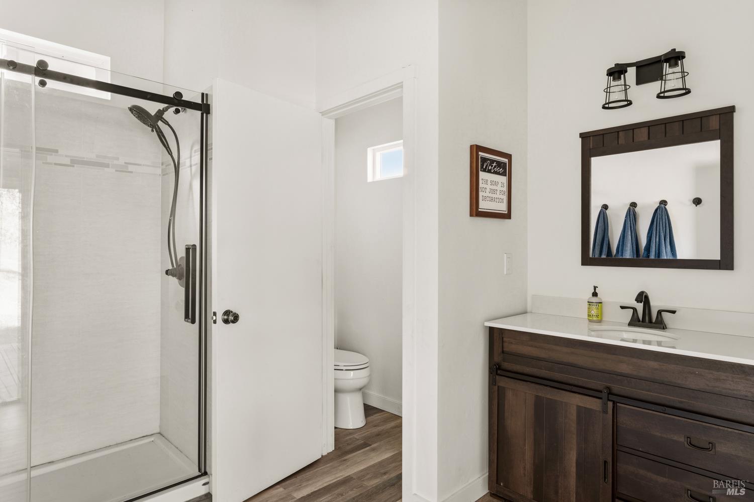 2800 Feliz Creek Road Hopland, CA 95449 - Photo 28 of 48 a bathroom with a sink and a mirror