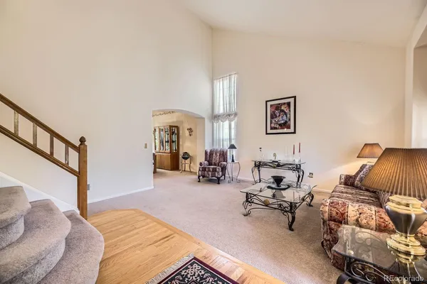 a living room with furniture