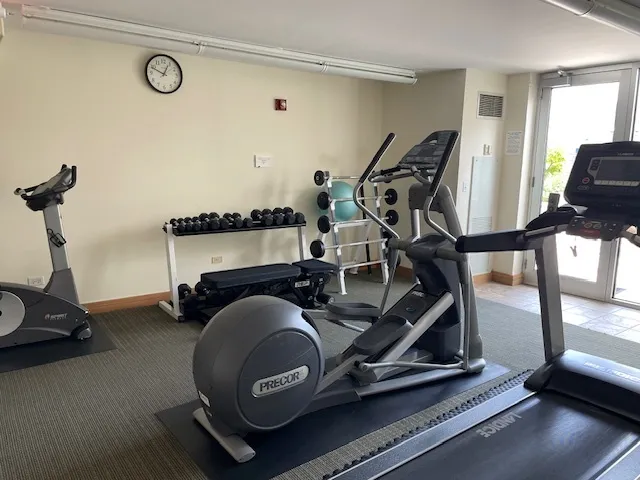a view of a room with gym equipment