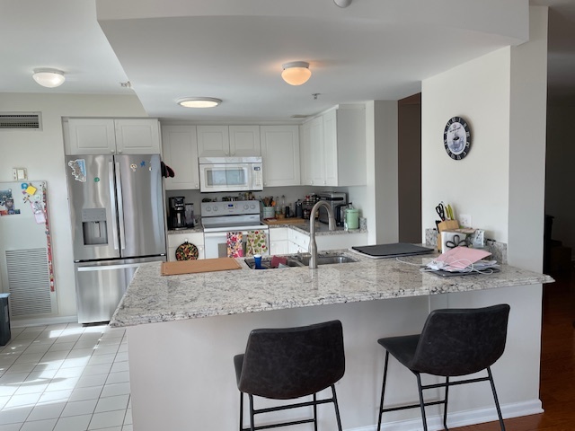 1640 Maple Avenue, Unit 1006 Evanston, IL 60201 - Photo 8 of 21 a kitchen with stainless steel appliances granite countertop a refrigerator and a stove top oven