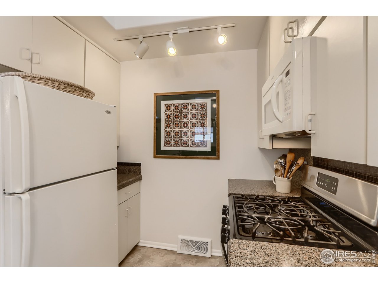 280 Echo Place Boulder, CO 80302 - Photo 12 of 40 a kitchen with stainless steel appliances a refrigerator and a stove top oven