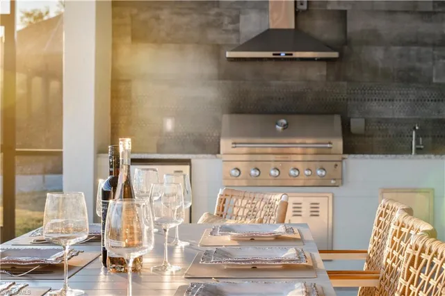 a view of a swimming pool with a patio