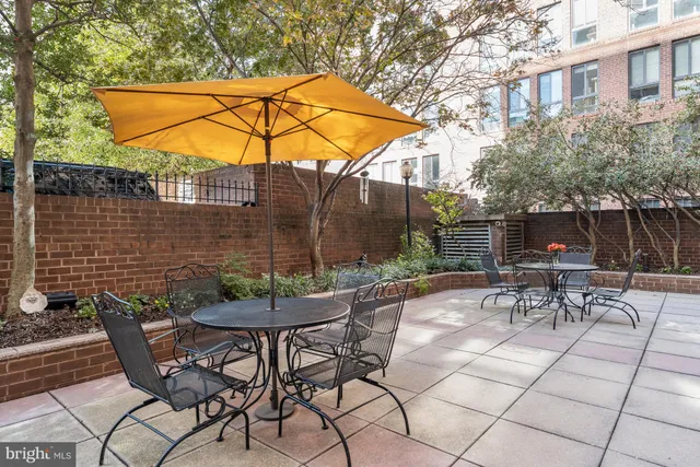 a view of a patio with couches and potted plants