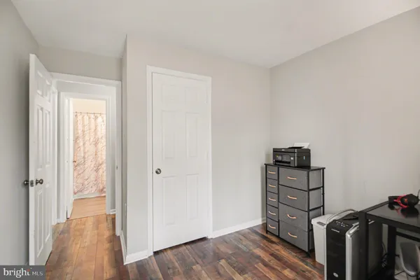 a view of a storage & utility room with wooden floor