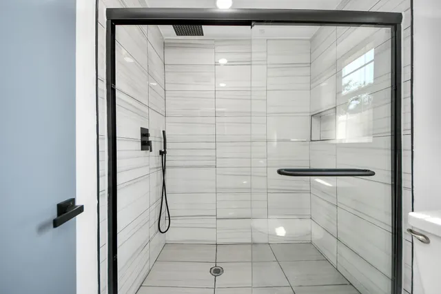 a bathroom with a shower