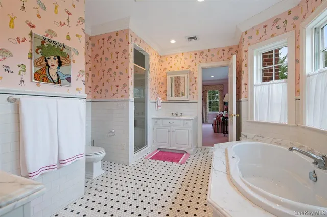 a bathroom with a sink and a shower