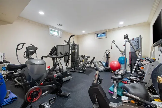 a view of a room with gym equipment