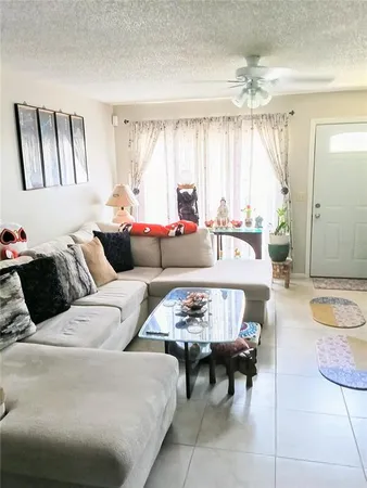 a view of a backyard with plants and large tree