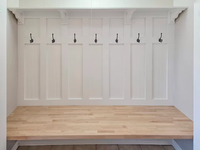 a view of wooden door