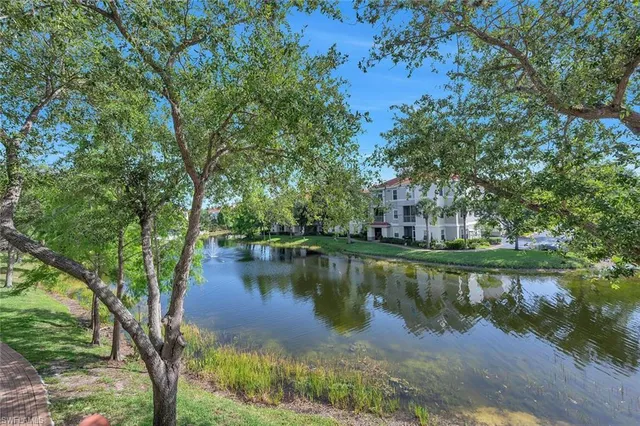 a view of a lake with houses