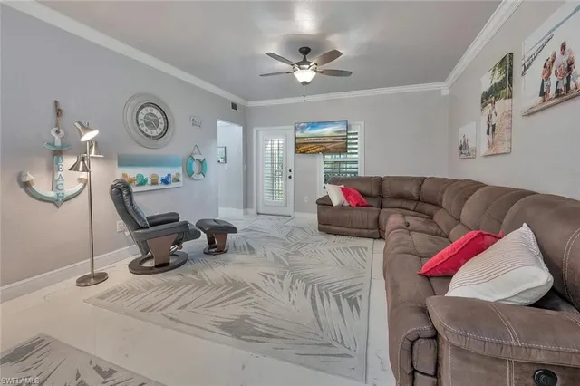 a living room with furniture