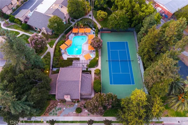 an aerial view of a house