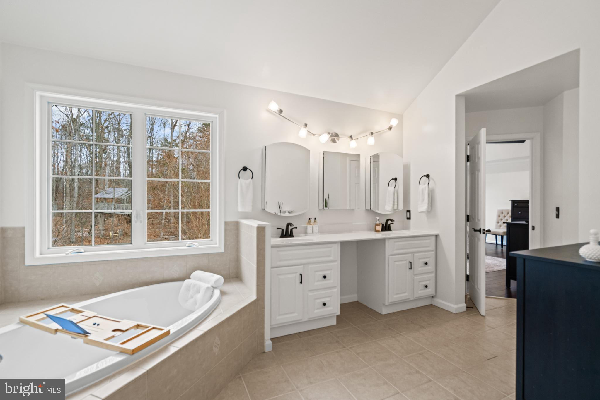 10448 Wheatley School Road Marshall, VA 20115 - Photo 19 of 43 a spacious bathroom with a double vanity sink mirror and bathtub