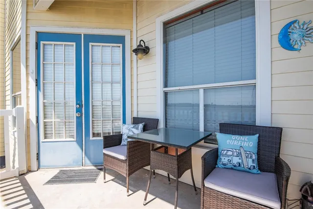 a view of a lake with a terrace