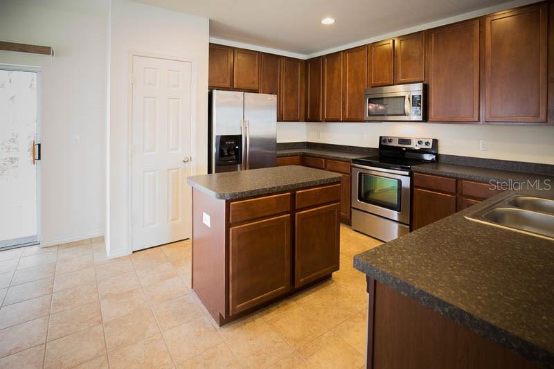 15810 Fishhawk View Drive Lithia, FL 33547 - Photo 3 of 34 a kitchen with stainless steel appliances granite countertop a stove a refrigerator a sink a microwave and with a cabinets