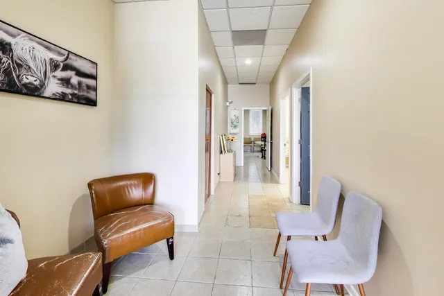 a living room with furniture